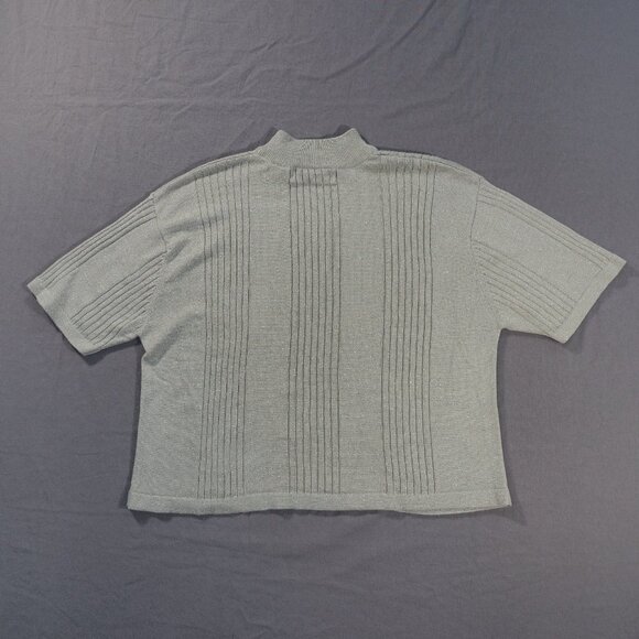 Vintage Arlando Sweater Womens Extra Large Silver Gray Mock Sparkle Shiny Crop - Picture 2 of 12